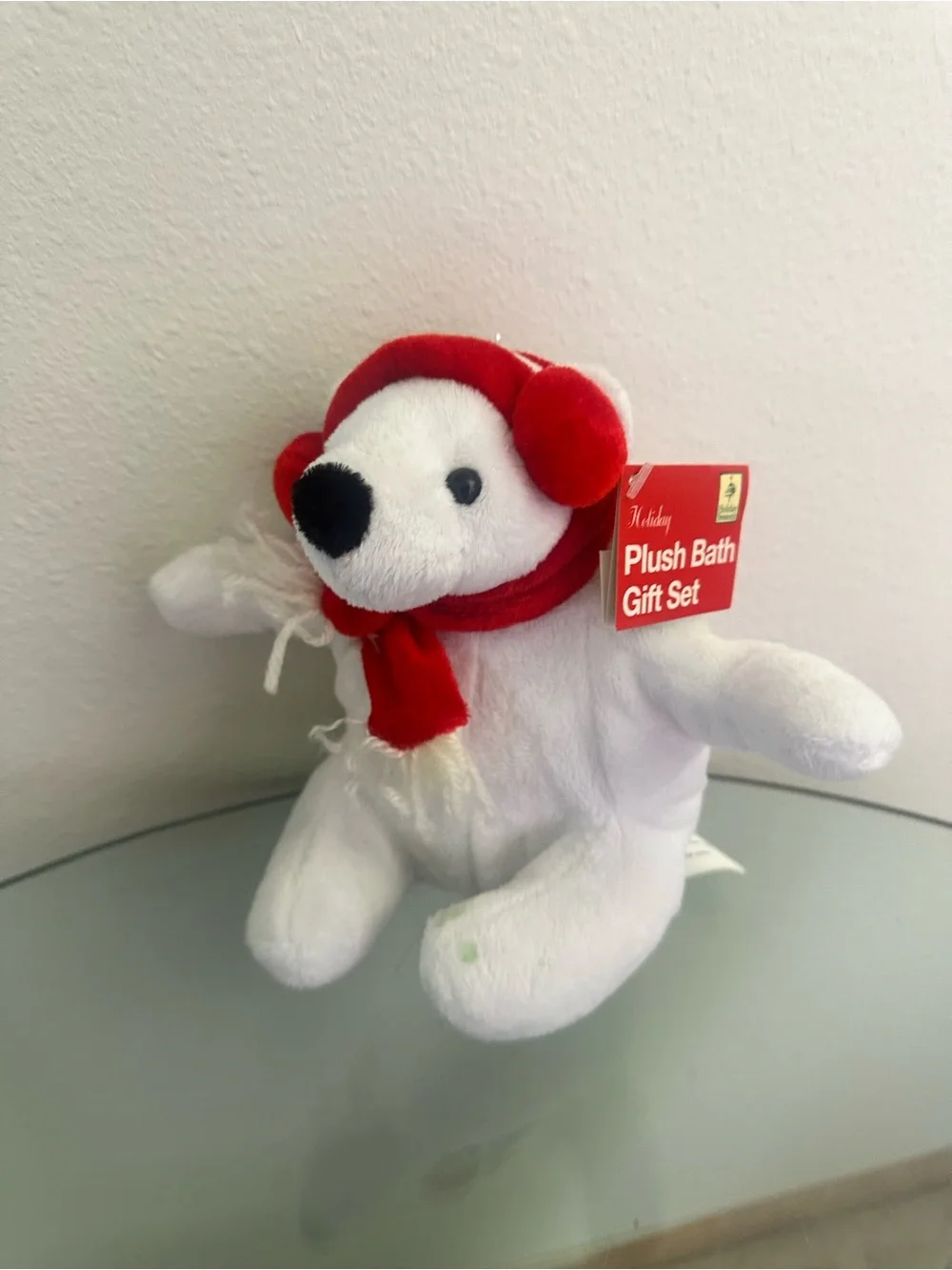 Holiday Plush Bath Gift Set Polar Bear - Red Scarf & Earmuffs